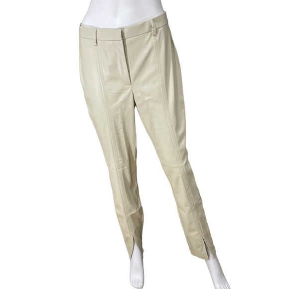 Jason Wu Beige Faux Leather Pants Ankle Slits - Picture 1 of 11